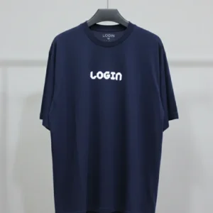 LOGIN Men's Oversized Graphic Print T-Shirt - Blue