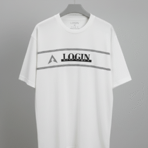 LOGIN Men's Oversized Graphic Print T-Shirt - White