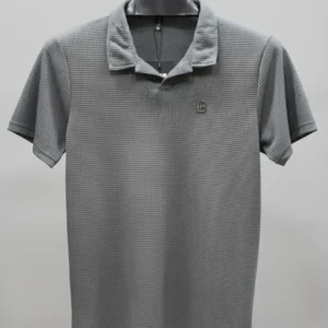 Men's Dryfit Textured Open Collar Shirt - Steel Grey