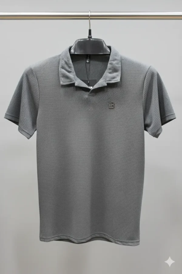 Knitted Grey Polo Shirt