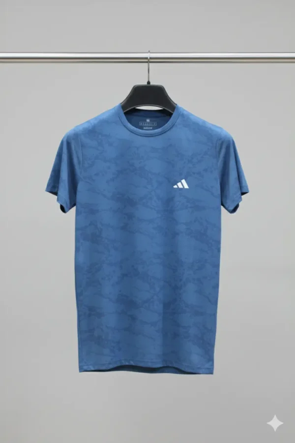 Steel Blue Mesh Active Shirt – Lycra 4-Way Stretch Breathable Performance Fit